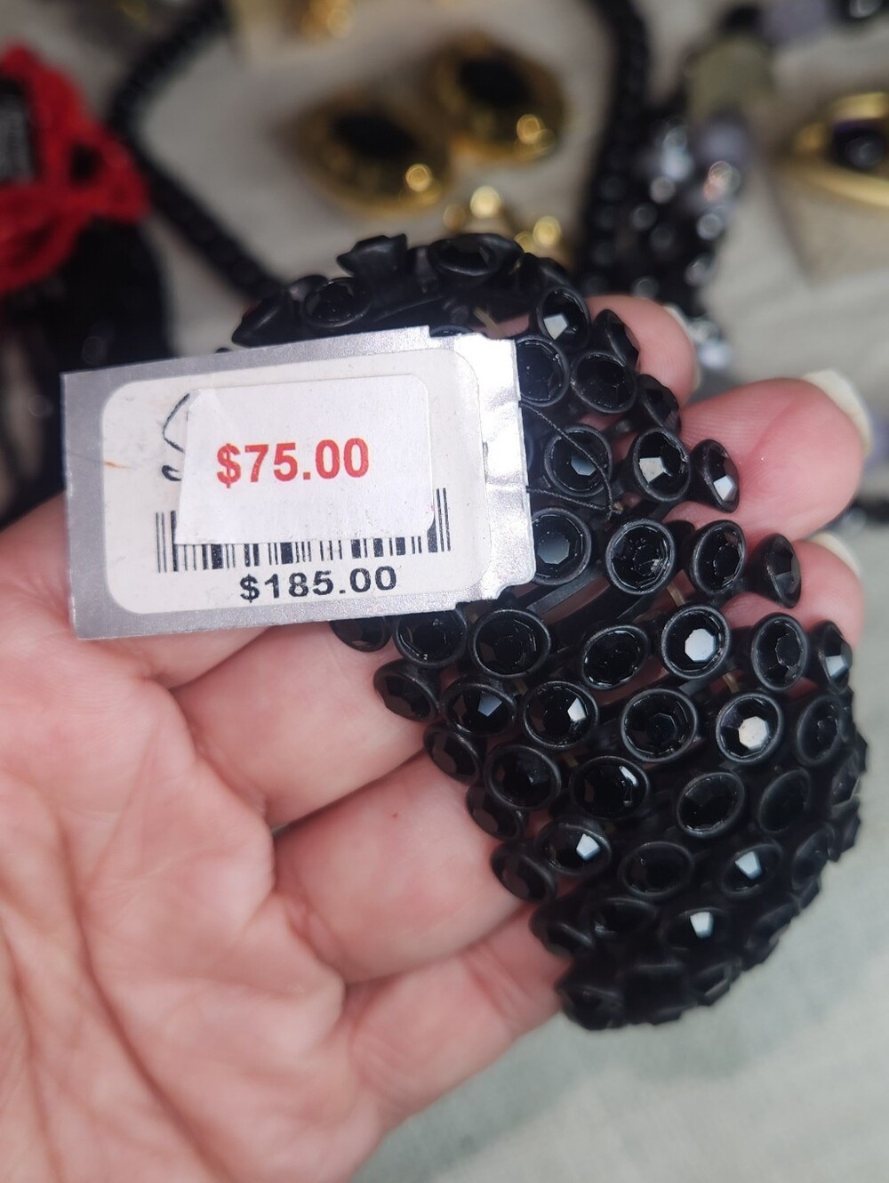 Sequin Black Beaded Stretch Bracelet Nwt Heavy